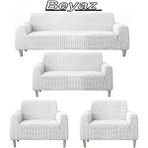 3+2+1+1 Bürümcük Eteksiz, Lastikli, Esnek, Yıkanabilir Koltuk, Kanepe, Çekyat Takımı Örtüsü/kılıfı - Beyaz - 180 x 230 cm