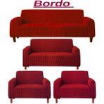 3+2+1+1 Bürümcük Eteksiz, Lastikli, Esnek, Yıkanabilir Koltuk, Kanepe, Çekyat Takımı Örtüsü/kılıfı - Bordo - 180 x 230 cm