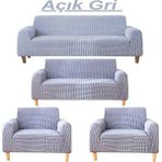 3+2+1+1 Bürümcük Eteksiz, Lastikli, Esnek, Yıkanabilir Koltuk, Kanepe, Çekyat Takımı Örtüsü/kılıfı - Gri - 180 x 230 cm