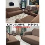3+2+1+1 Dokuma Jakar Koltuk Örtüsü Lastikli, Esnek Yıkanabilir Koltuk Kanepe Çekyat Örtüsü - 180 x 230 cm - Pudra