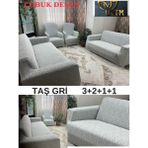 3+2+1+1 Dokuma Jakar Koltuk Örtüsü Lastikli Esnekli Yıkanabilir Koltuk Kanepe Çekyat Örtüsü - 180 x 230 cm - Krem