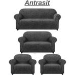 3+2+1+1dokuma Jakar Koltuk Örtüsü. Lastikli, Esnek, Yıkanabilir Koltuk, Kanepe, Çekyat Örtüsü/kılıfı - 180 x 230 cm - Antrasit