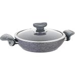 3214 - 2 Parça, Biogranit, Çerçeveli Kapaklı, 22X5 cm - 1,5 Litre Sahan-Tava Gri Gövde, Gri Detay - 22 x 5 Cm - 1,5 Litre