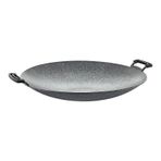 3225 - Tek Parça, Biogranit, Silikon Tutmaçlı 40 Cm. Sac Kavurma Tavası Gri Gövde, Gri Detay Gri