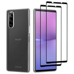 32nd Şeffaf Jel Serisi - Ultra İnce, Şeffaf TPU Kılıf 2 X Sertleştirilmiş Camdan Ekran Koruyucu Folyo Sony Xperia 10 V (2023) için - Şeffaf