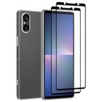 32nd Şeffaf Jel Serisi - Ultra İnce, Şeffaf TPU Kılıf 2 X Sertleştirilmiş Camdan Ekran Koruyucu Folyo Sony Xperia 5 V (2023) için - Şeffaf