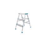 3+3 Çift Basamaklı Alüminyum Metal Merdiven Yükseklik = 69Cm Baş Genişlik = 8Cm (4915)