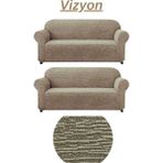 3+3 Dokuma Jakar Koltuk Örtüsü. Lastikli, Esnek, Yıkanabilir Koltuk, Kanepe, Çekyat Örtüsü/kılıfı. - 180 x 230 cm - Vizon