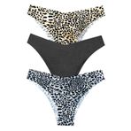 330 Kadın Dikişsiz Lazer Brazilian Külot Paketi, V1- Leopar, Siyah, Pars Leopar, L-XL