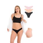 330 Kadın Dikişsiz Lazer Brazilian Külot Paketi, V5- Pudra, Siyah, Kapuçino, L-XL