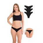 330 Kadın Dikişsiz Lazer Brazilian Külot Paketi, V6- Siyah, L-XL