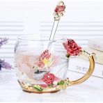 330ML Kırmızı 301-400ML El Yapımı Emaye Kristal Bardak Cam Kahve Kupa Hediye Kutusu Çay Bardağı ve Kupalar Yüksek Dereceli Cam Bardak Çift Kupa Sevgilisi Düğün Hediyesi (Yurt Dışından) - 1 Adet - Renkli - 1 lt