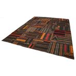 330x415 cm Çizgili Kilim Turuncu Çizgili Yün El Dokuma Modern Geometrik Etnik Eskitme Desenli Boho Oturma Odası Salon Yolluk Koridor Mutfak Halısı