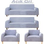 3+3+1+1 Bürümcük Eteksiz, Lastikli, Esnek, Yıkanabilir Koltuk, Kanepe, Çekyat Takımı Örtüsü/kılıfı - Gri - 180 x 230 cm