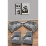 3+3+1+1 Yumuşacık Yıkanabilir Tüy Leke Tutmayan Lastikli Kadife Koltuk Örtüsü Koltuk Kılıfı Takımı 4lü"set - 180 x 230 cm - Koyu Gri