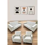 3+3+1+1 Yumuşacık Yıkanabilir Tüy Leke Tutmayan Lastikli Kadife Koltuk Örtüsü Koltuk Kılıfı Takımı 4lü"set - 180 x 230 cm - Krem