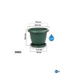 3,4 Litre Damla Desenli Yeşil Renk Mat Plastik Küçük Boy Yuvarlak Saksı Tabaklı