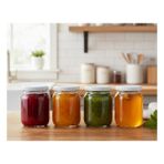 340 ml Nutella Tipi Cam Kavanoz 4’lı Set – Gold Metal Kapaklı Saklama Kavanozu - 4 Adet - 350 ml