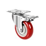 3/4/5" PU Ağır Hizmet Tipi Çift Rulmanlı Teker Paketi 1'li, 75/100/125mm Ağır Hizmet Tipi Tekerlekler, Sabit/Döner/Frenli Tekerler(4" swivel brake casters)