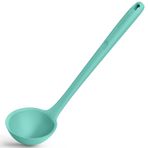 34cm Silikon Çorba Kepçesi: U-Taste 315℃ Isıya Dayanıklı Yapışmaz Dikişsiz Kauçuk Büyük Mutfak Derin Servis Kaşığı, Kaymaz, Sos, Yahni, Sos, Biber için Uzun Saplı Katı Uzun Sap (Aqua Gökyüzü)