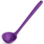 34cm Silikon Çorba Kepçesi: U-Taste 315℃ Isıya Dayanıklı Yapışmaz Dikişsiz Kauçuk Büyük Mutfak Derin Servis Kaşığı, Kaymaz, Sos, Yahni, Sos, Biber için Uzun Saplı Katı Uzun Sap (Mor)