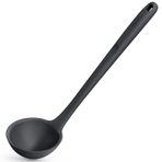 34cm Silikon Çorba Kepçesi: U-Taste 315℃ Isıya Dayanıklı Yapışmaz Dikişsiz Kauçuk Büyük Mutfak Derin Servis Kaşığı, Kaymaz, Sos, Yahni, Sos, Biber için Uzun Saplı Katı Uzun Sap (Siyah)