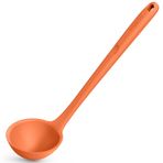 34cm Silikon Çorba Kepçesi: U-Taste 315℃ Isıya Dayanıklı Yapışmaz Dikişsiz Kauçuk Büyük Mutfak Derin Servis Kaşığı, Kaymaz, Sos, Yahni, Sos, Biber için Uzun Saplı Katı Uzun Sap (Turuncu)