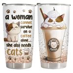 34HD Kapaklı Kedi Bardağı 567 ml, Kadınlar için Kedi ve Kahve Hediyeleri, Kedi Bayan Kahve Kupası, Kadınlar için Doğum Günü Hediyeleri, Kedi Severler Hediyeleri