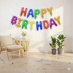 35 cm Happy Birthday Renkli Harf Folyo Balon Seti - Doğum Günü Parti Dekorasyonu
