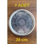 35 cm - Otantik Desenli Krom Çelik Meze ve Servis Tabağı, Salata Tabağı - 1 Adet