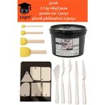 3,5 kg Rölyef Pasta Spatula Seti 5 Parça Plastik Şekillendirici 6 Parça Rölyef Seti - Beyaz