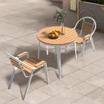 3/5 Parça Dış Mekan Veranda Yemek Takımı Bahçe Masası 2/4 Sandalyeli Şık Mobilya Çim Arka Bahçe Balkon için Mükemmel Yemek Deneyimi (Beyaz 80 cm)