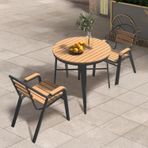 3/5 Parça Veranda Yemek Takımı - Masa ve 2/4 Sandalyeli Dış Mekan Bahçe Mobilyaları Çim Arka Bahçe Balkon için Mükemmel - Şık Siyah Tasarım 60 cm Masa