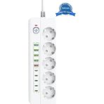 3500W Akım Korumalı 5’Li Grup Priz: 5X Usb + 5X Type-C Çıkışlı (2 Metre)