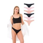 351 Kadın Lazer String Tanga 6'lı Külot Paketi, V1- Siyah x2, Vizon x2, Kapuçino x2, XL