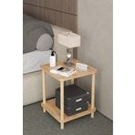35x35 cm Kare İki Katlı Ahşap Komodin Çok Amaçlı Sehpa Yatak Odası Baza Yanı Ayak Yükseklik 45 cm