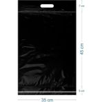 35X45+5+7CM El Geçmeli Lüx Mat Siyah Cepsiz Kargo Poşeti - 500 Adet