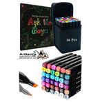 36 Adet Çift Taraflı Marker Kalem Çantalı 1 Paket 36 Renk Touch Markör Aşk İle Boya Mandala Büyüklere Boyama Kitabı