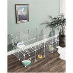 36 Panel Beyaz Renk Evcil Küçük Hayvan Kedi Köpek Kuş Evi Kafesi Oyun Parkı Portatif Metal Tel