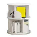 360° Dönebilen Kitaplık - Oturma Odası ve Yatak Odası için 2/3/4/5/6 Katlı Ahşap Kitaplık - Şık Yuvarlak Vitrin (40x40x66cm) - Yerden Tasarruflu Depolama Çözümü