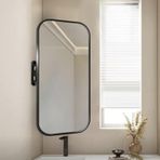 360° Döner Banyo Köşe Aynası Braketli HD Makyaj Aynası Oturma Odası ve Yatak Odası için Modern Siyah/Gümüş/Altın Kaplama 40x70CM (15,7x27,5 inç)