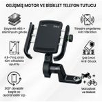 360°MOTOSIKLET Bisiklet Telefon Tutucu Titreşim Engelleyici Anti-Shock Gidon Aynalı Universal 4.5-7'