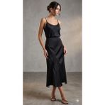 362 Fashion Butik Dantel Detay Saten Uzun Etek - Siyah