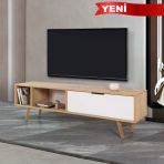 3640 Venüs 160 Cm ( Ahşap Ayaklı , Metal Kulplu) Tv Ünitesi , Safir - Beyaz , Tv Sehpası , Salon