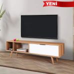 3644 Venüs 160 Cm ( Ahşap Ayaklı , Metal Kulplu) Tv Ünitesi , Söğüt - Beyaz , Tv Sehpası , Salon
