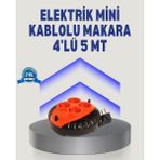 365Dükkan 5 Metre Uzatma Kablolu 4 Prizli Makara Kırmızı - Ahşap