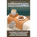 38 MBM Bambu Katlanabilir Kupa Gözlü Portatif Koltuk Kolu Sehpa Çekyat Yan Kol Kolçak Tepsi