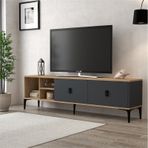 3805 Era Tv Ünitesi 180 Cm 2 Kapaklı Raflı Sepet - Antrasit Tv Sehpası Antrasit - Sepet Çok Renkli