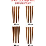 38–41–44–47 cm Açık Meşe Ahşap Mobilya Zigon Sehpa Ayağı 4’lü Set | 16 Adet Ayak + 16 Bağlantı Aparatı