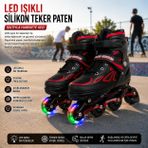 39-41 numara ayak boyu ayarlanabilir LED Işıklı Silikon Teker Ayarlanabilir Inline Paten Unisex